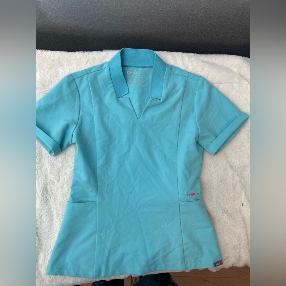 Figs Women's Top in Aqua Blue
